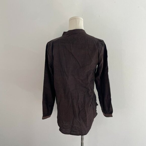 Fabindia Embroidered Cotton Tunic Top  | Dark Brown | Womens Size Medium - Picture 3 of 5